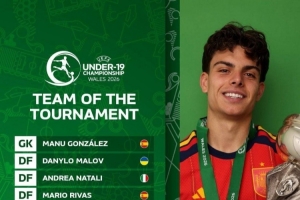 U19欧青赛官方最佳阵:西班牙6人入选,皮塔奇、埃斯帕特在列