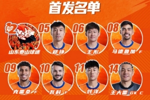 山东泰山今日阵容,加油 