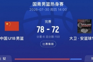热身赛-中国U18男篮战胜大卫·安篮球学院 张子一16+10石洺豪16+3