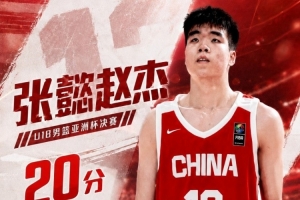 从头准到尾!张懿赵杰11投7中得20分5板1助1断1帽 三分球5中4